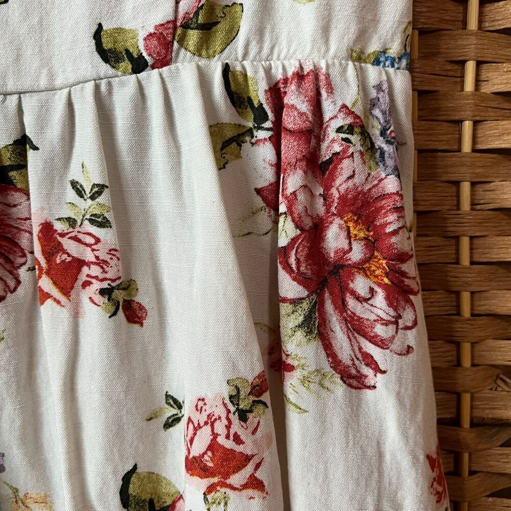 Zara Corset Style Cream Floral Cottagecore Camisole Mini Sun Dress Size Medium - Picture 4 of 13